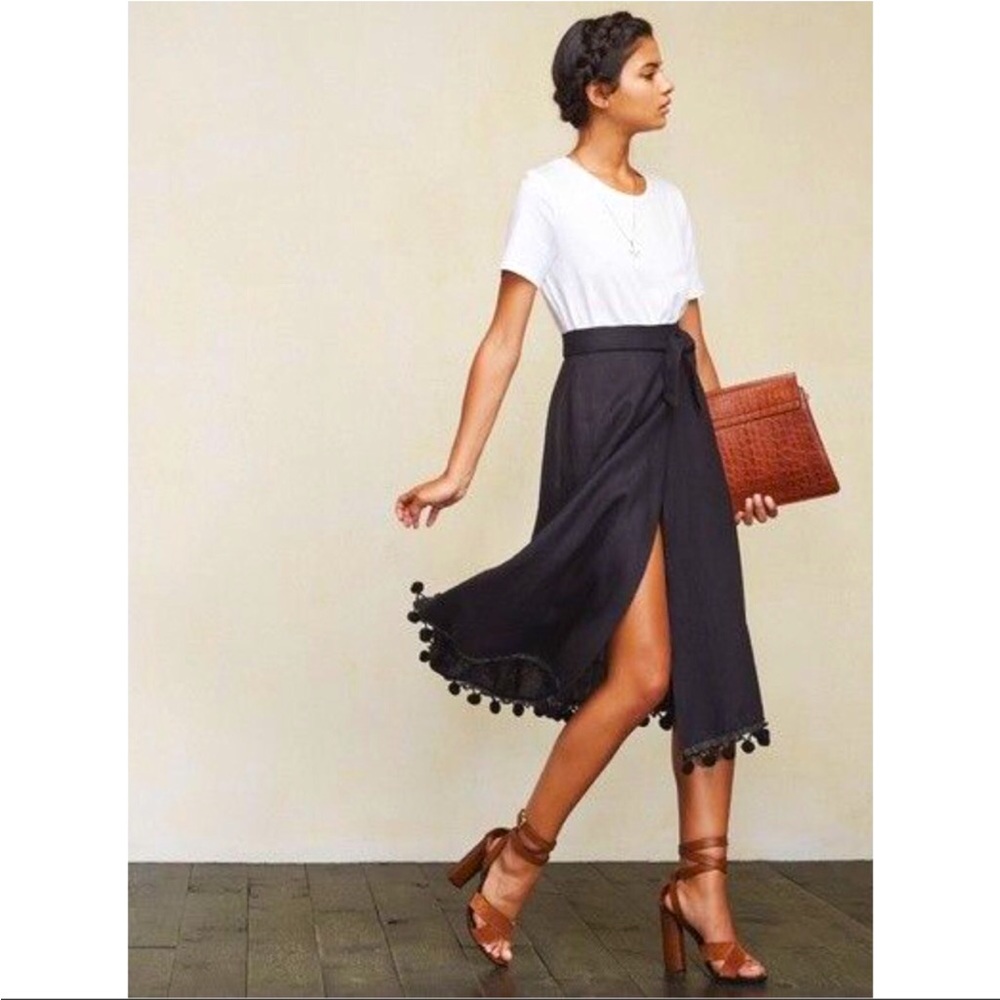 Zara unique pom pom midi skirt